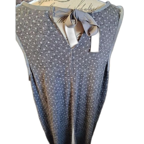 Cacique Night Gown Nighty Tie Closure Gray 26 / 28 Cozy Polka Dot Sleeveless - Picture 3 of 4